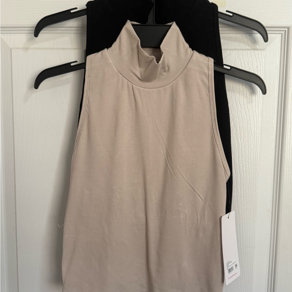 Yogalicious Tan and Black Fitted Sleeveless Tank Top - New!